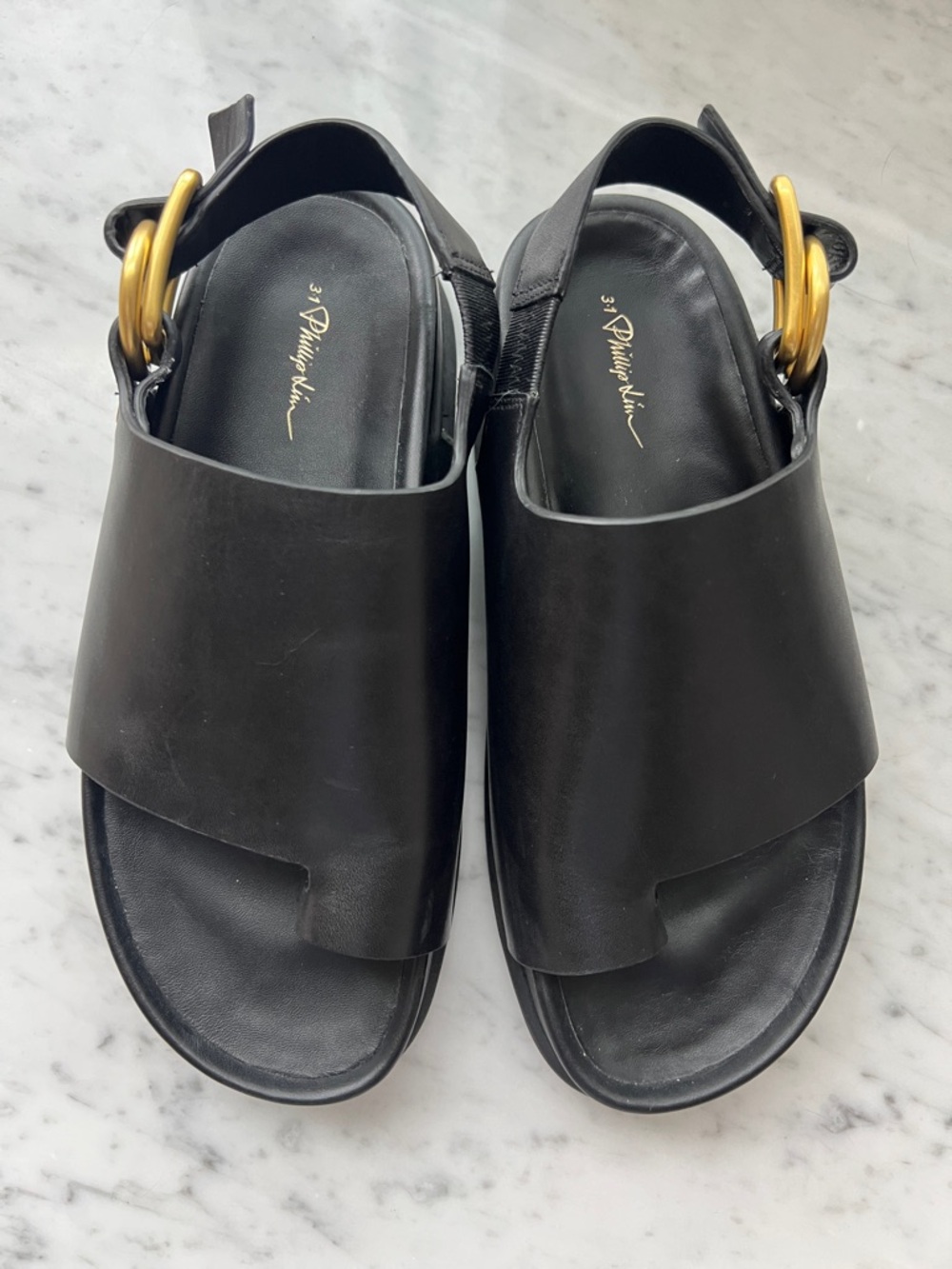 3.1 Phillip Lim Frieda Leather Sandals with Gold Rings, 37